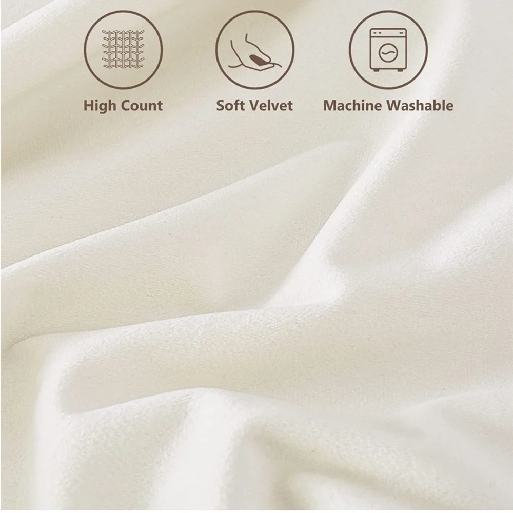 Luxury Home | Elegant Cream Luxe Soft Velvet Tassel Trim Throw Pillow Covers